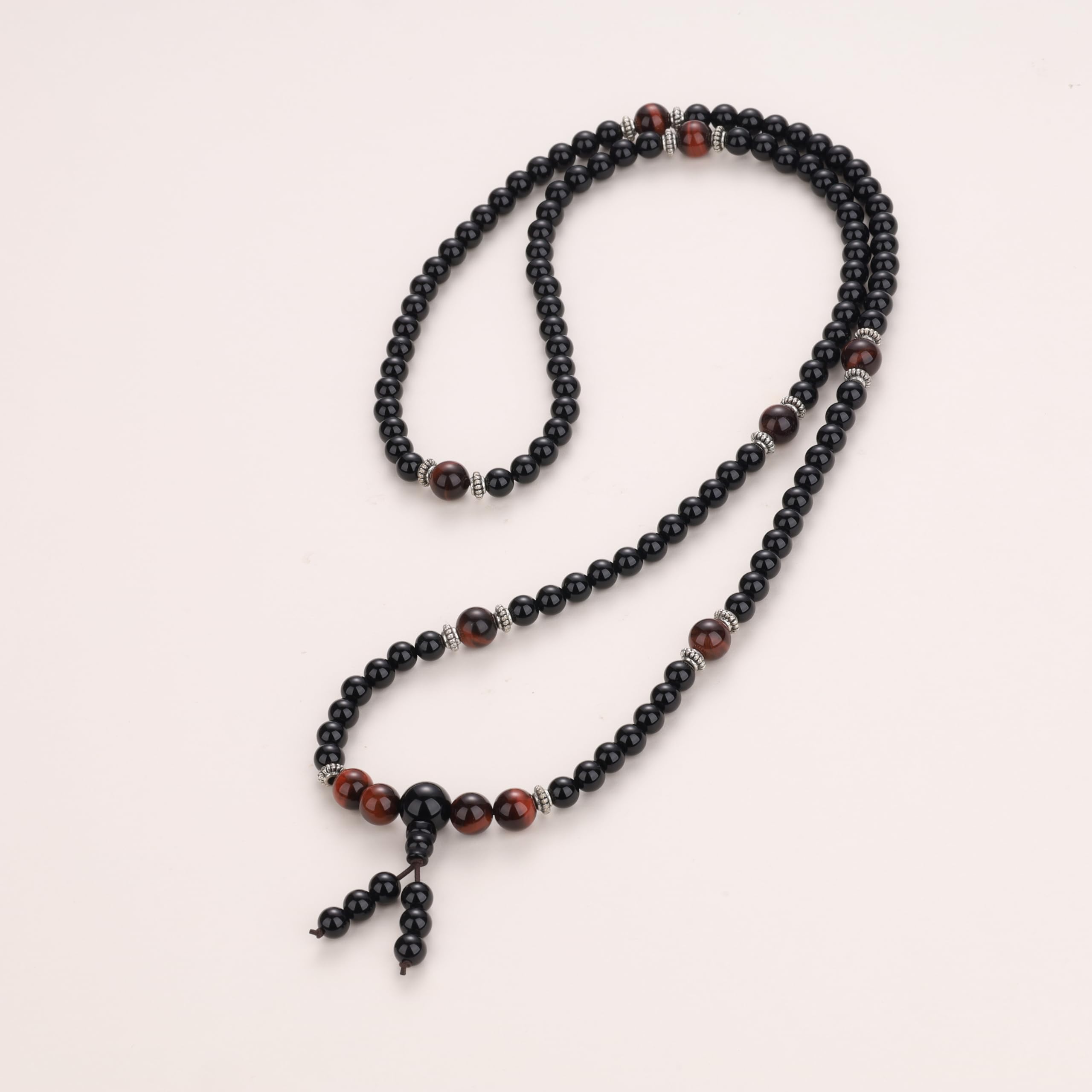 AmorWing 108 Beads Obsidian Stone Mala Bracelet Necklace - Image 3
