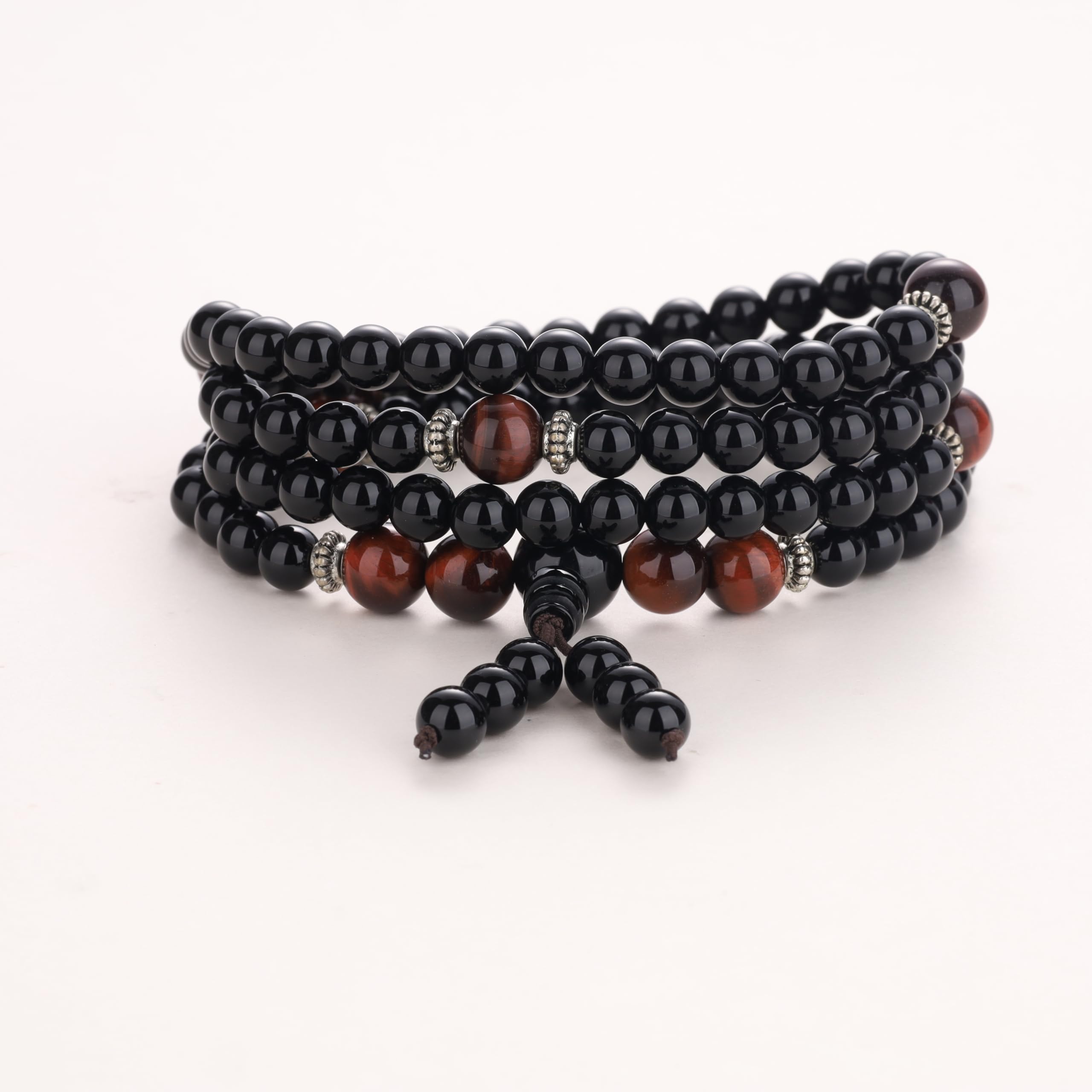 AmorWing 108 Beads Obsidian Stone Mala Bracelet Necklace - Image 4