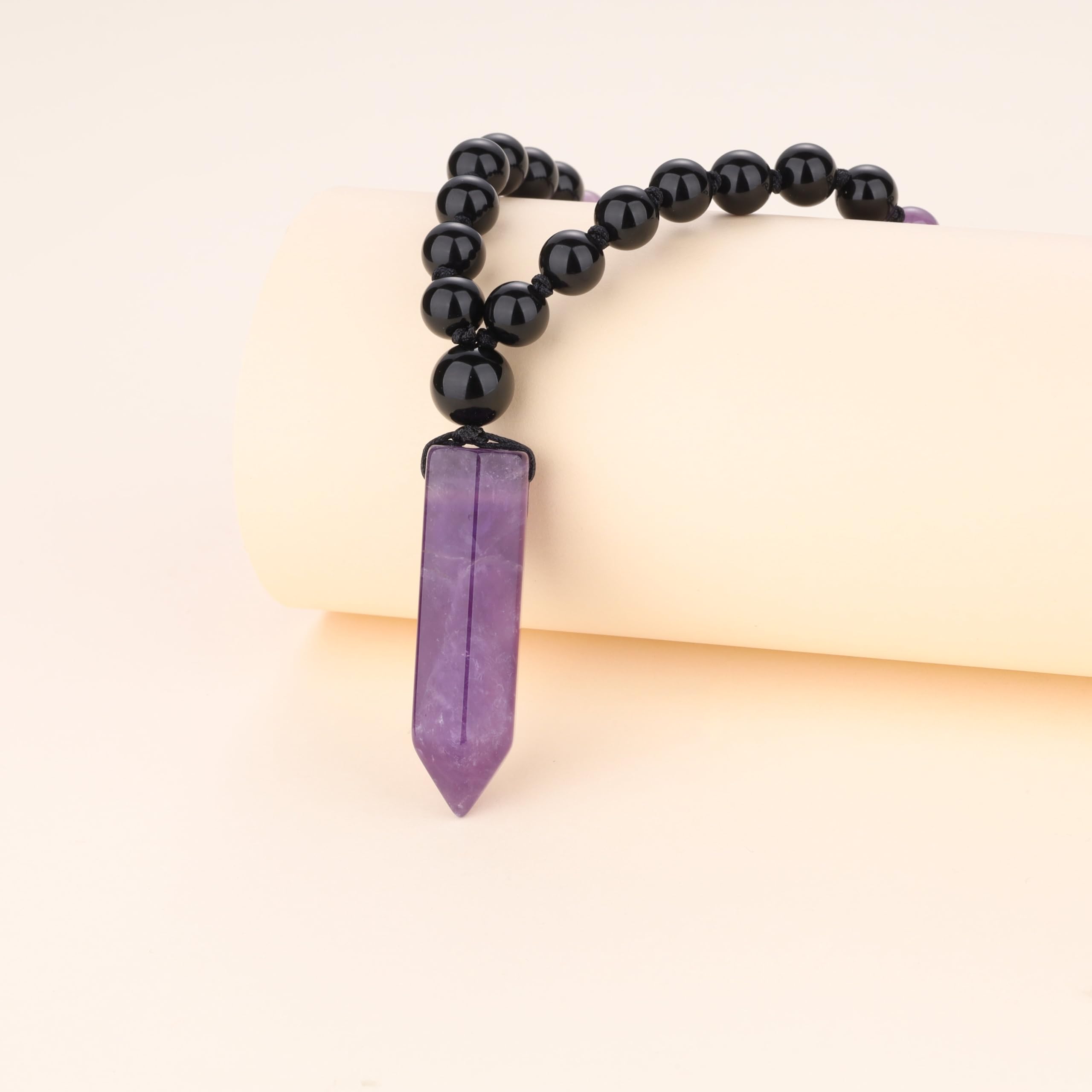 COAI Handmade 108 Beads Mala Necklace for Women, Green Aventurine/Amethyst Onyx 7 Chakra Necklace for Women - Image 5