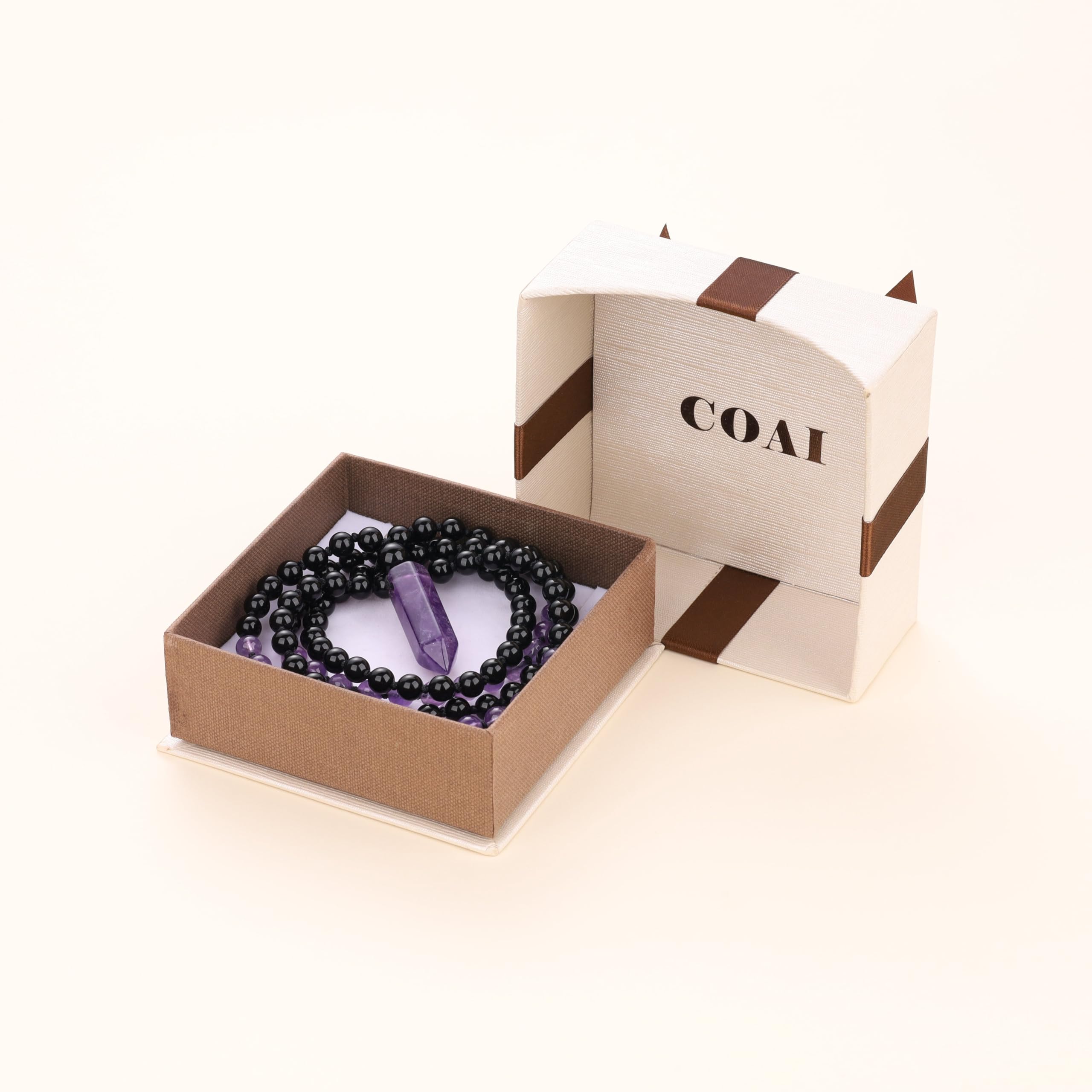 COAI Handmade 108 Beads Mala Necklace for Women, Green Aventurine/Amethyst Onyx 7 Chakra Necklace for Women - Image 6