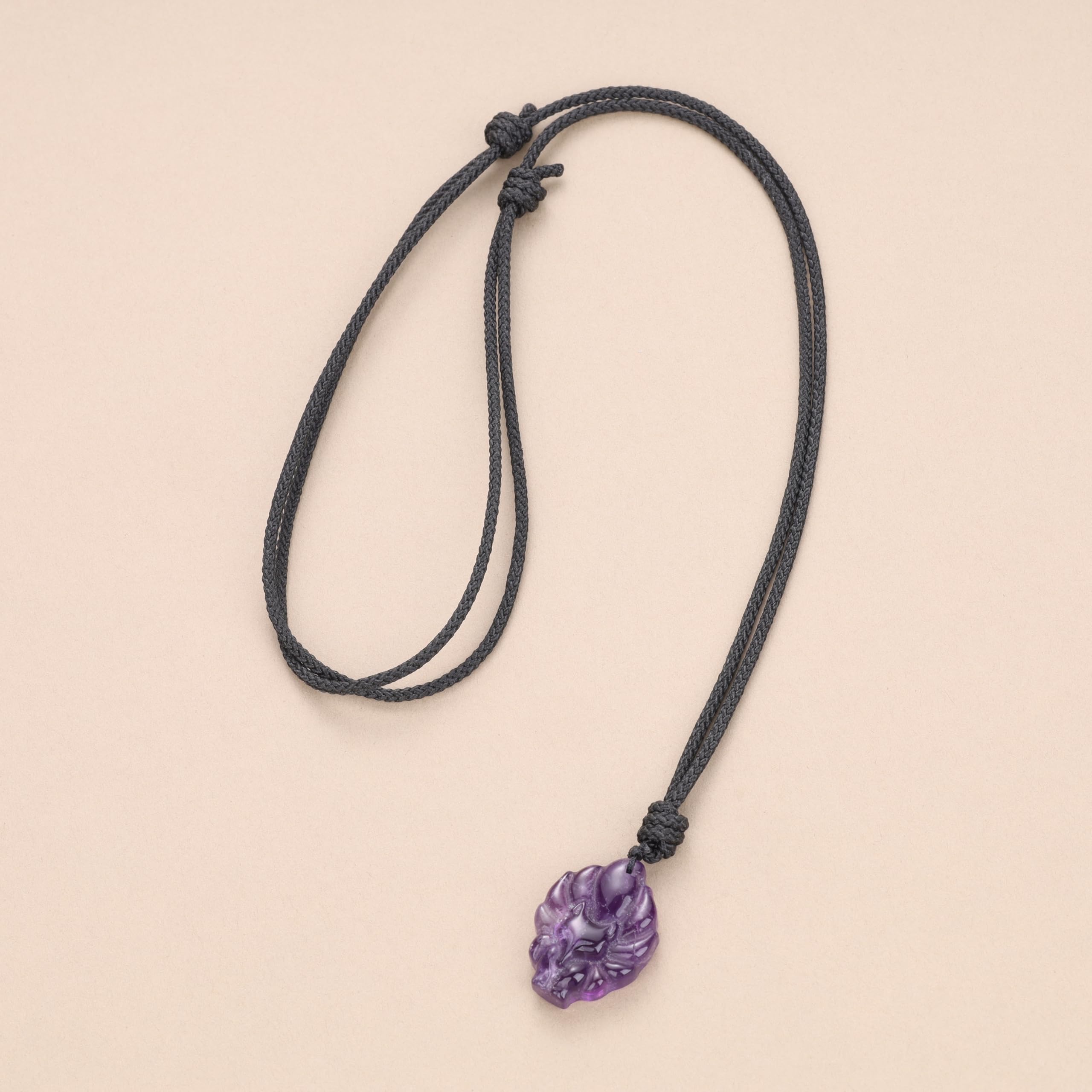 COAI Nine Tailed Fox Necklace for Men Women, Adjustable Length Tiger Eye, Obsidian, Green Aventurine, Red Carnelian Crystal Necklace - Image 5