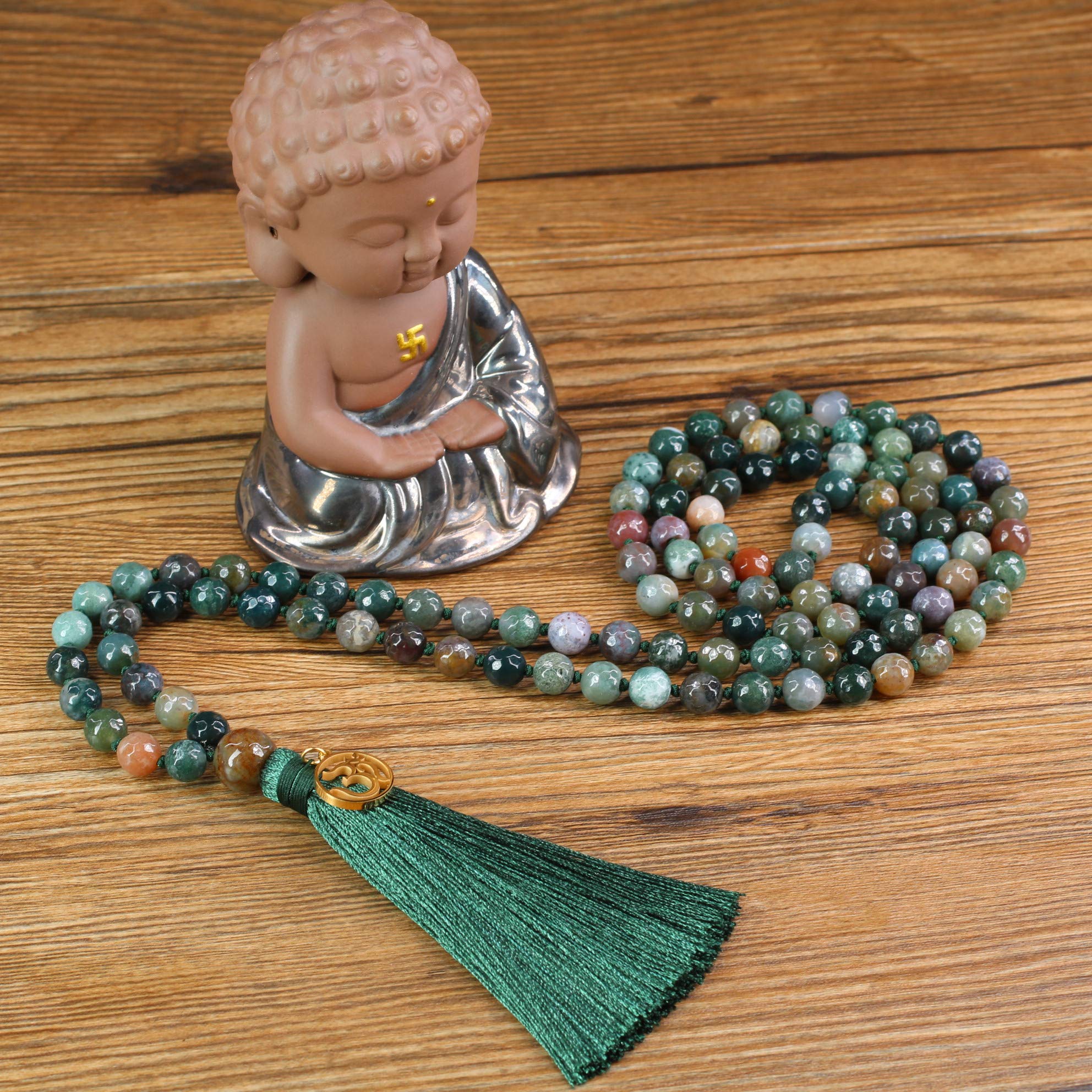 COAI OM Charm Hand Knotted Tassel 108 Mala Beads Necklace - Image 6