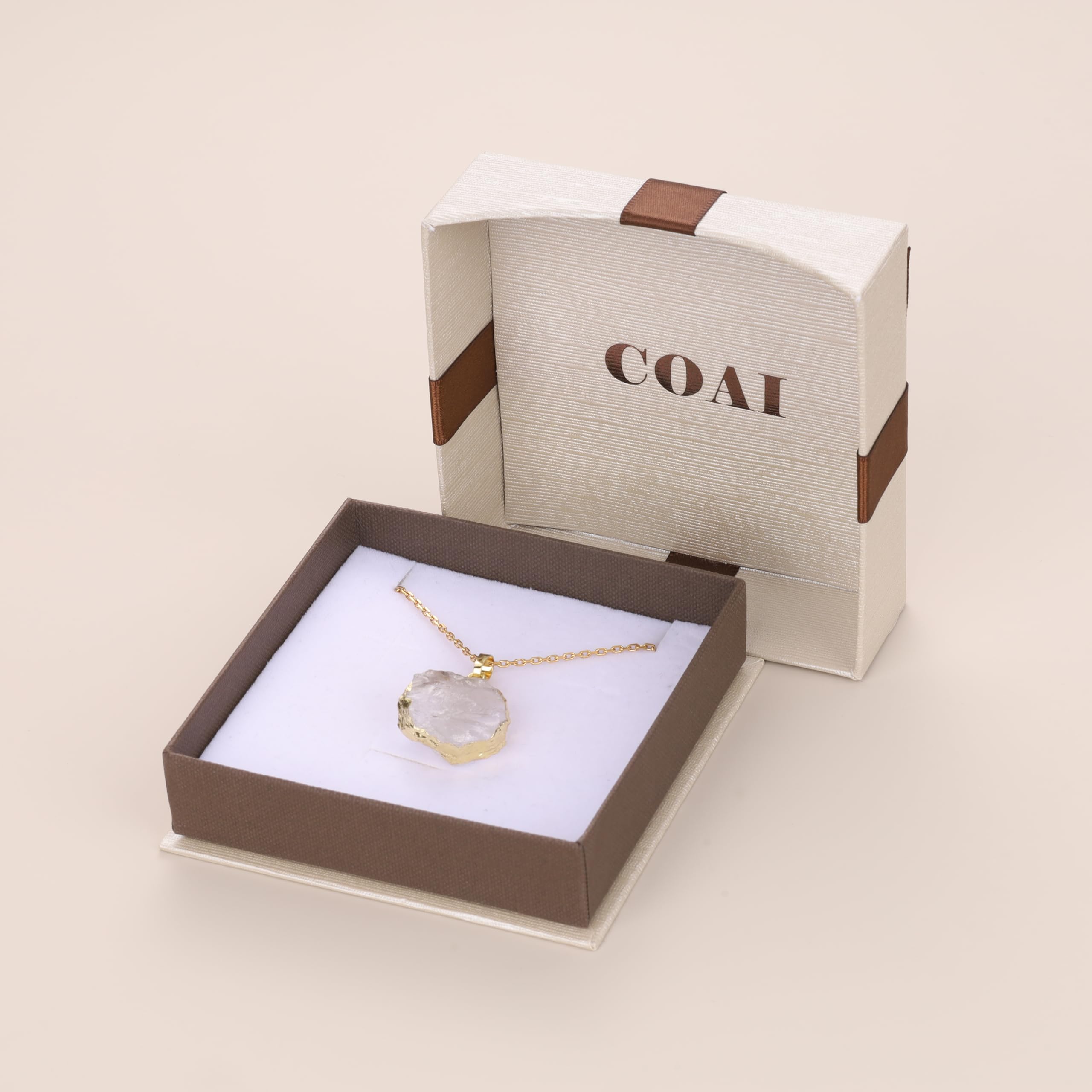 COAI Raw Crystal Necklace for Women, Amethsty Necklace/Clear Quartz Necklace/Agate Necklace/Obsidian Necklace - Image 5