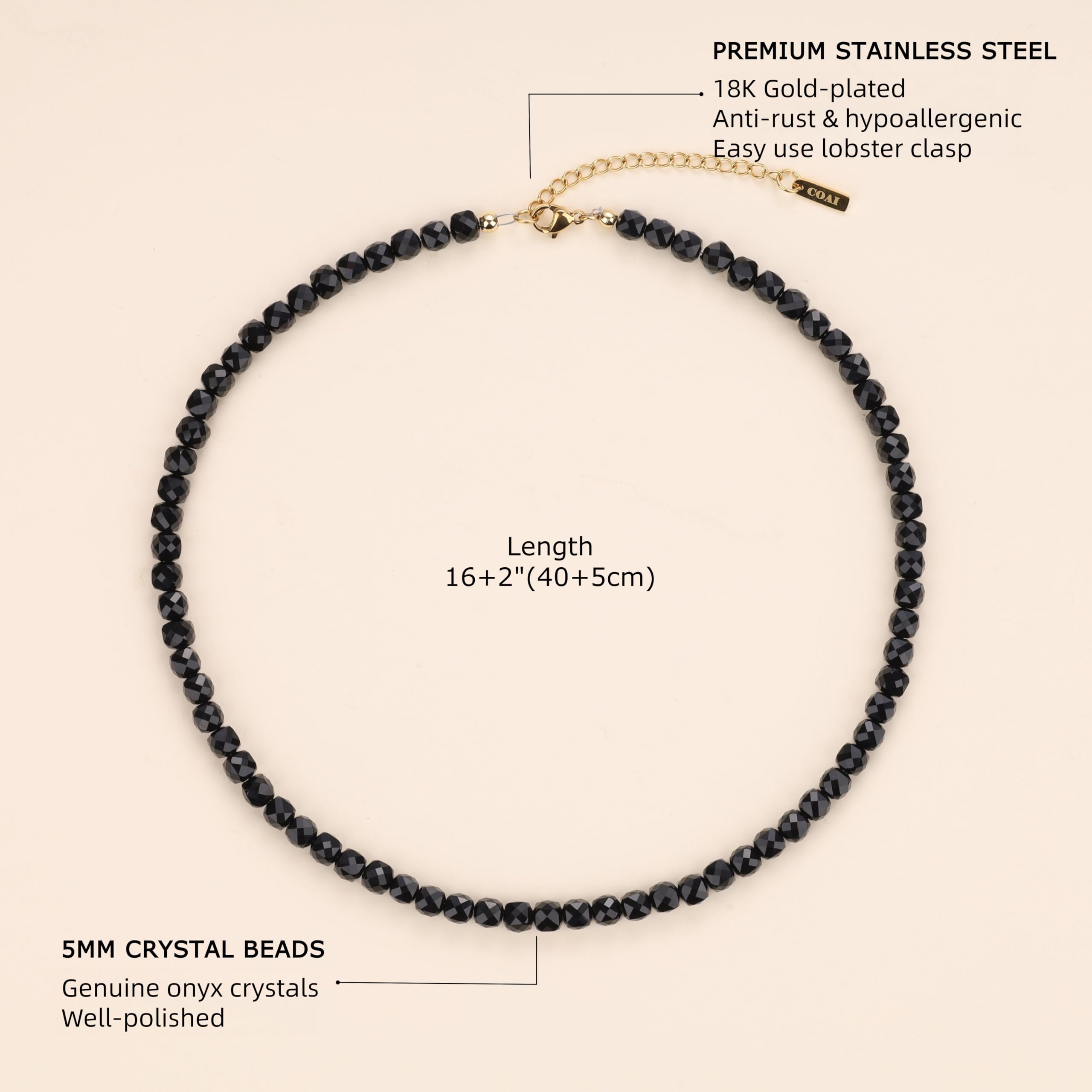 COAI Simple Beaded Necklace, Healing Crystal Necklace for Women - Image 3