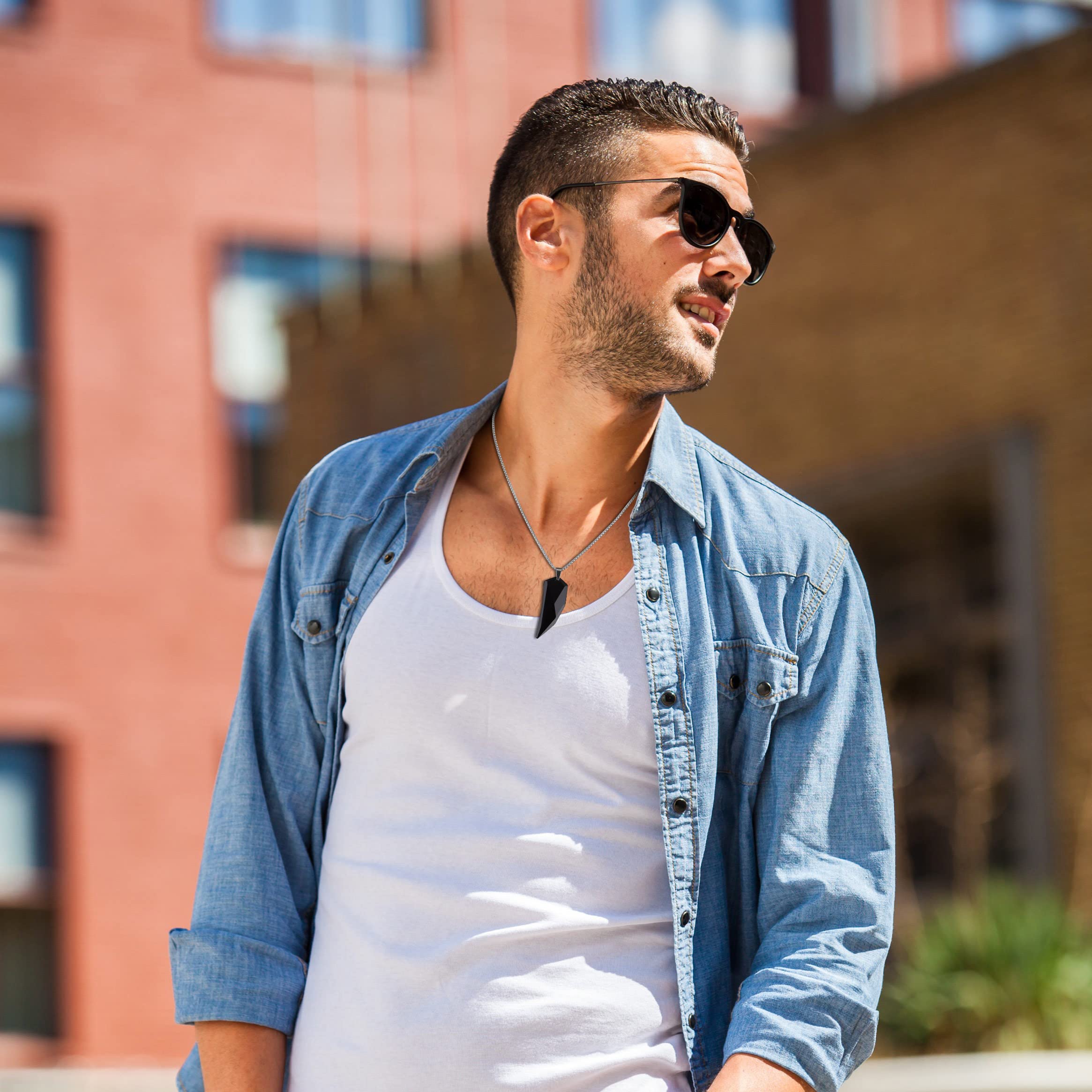 COAI Stainless Steel Chain Necklace for Men Wolf Tooth Necklace Stone Necklace for Men Women - Image 3