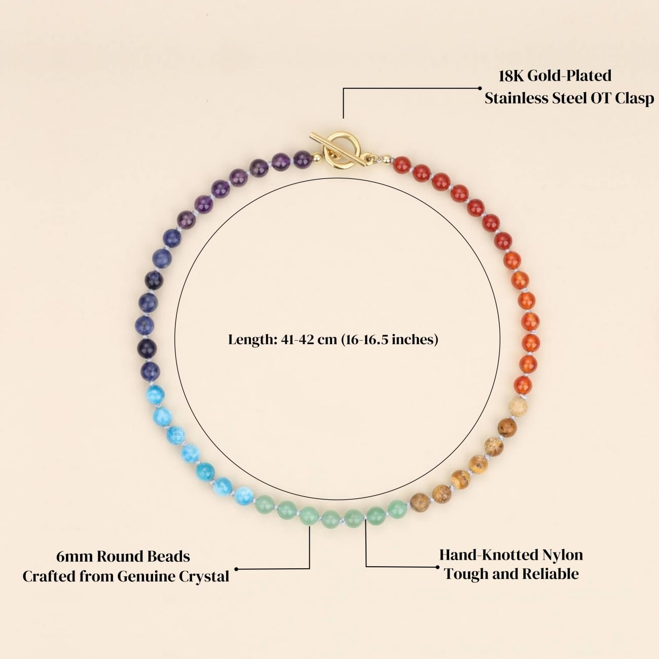 COAI Women's 7 Chakra Necklace, Healing Balancing Jewelry Crystal Beaded Necklace for Women - Image 3